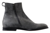 Dolce & Gabbana Gray Leather Men Ankle Boots Shoes -   -  Dolce & Gabbana.